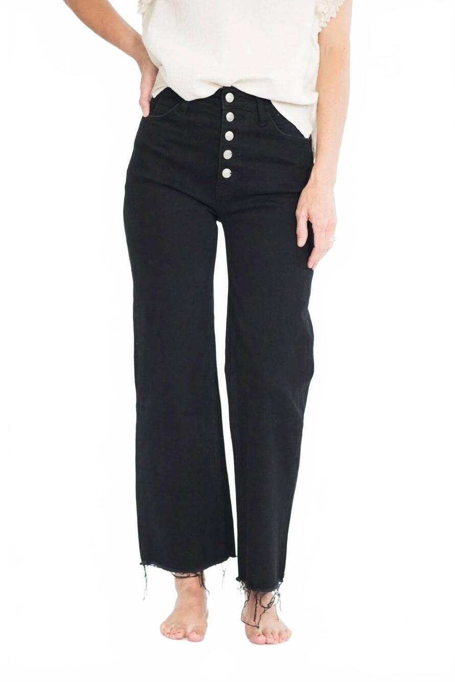 NEW TEA N ROSE women's rhea high rise cropped jeans in black